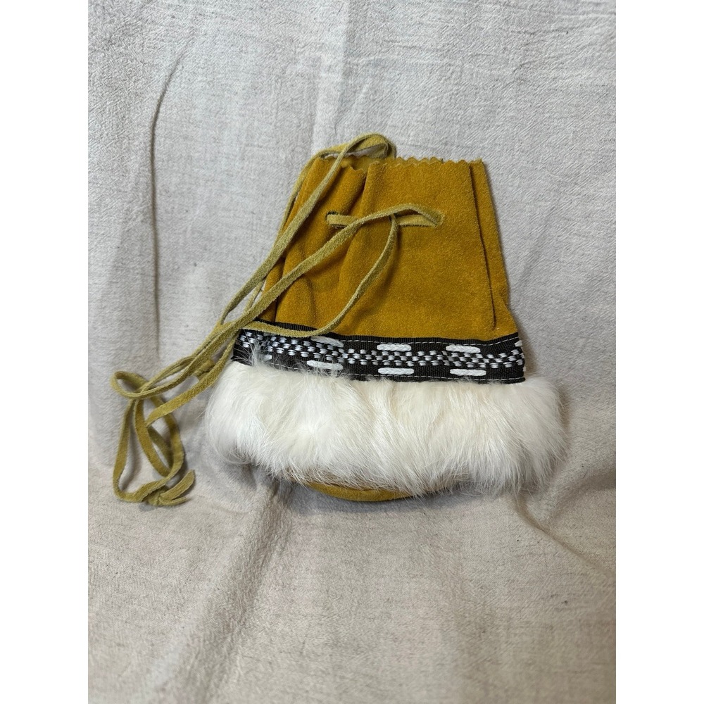 Suede Pouch Mini Handbag with Fur